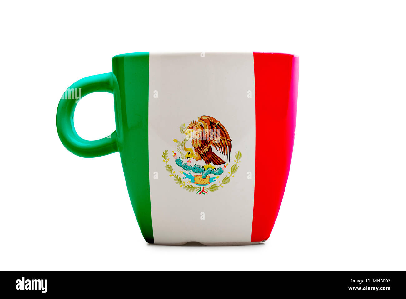 Elegant tea or cafe flagged mug isolated. Mexico flag Stock Photo