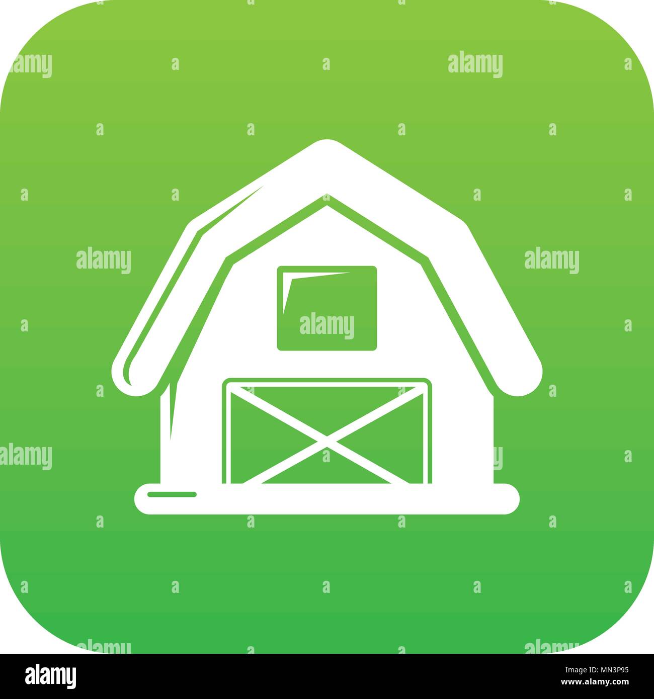 Horse Barn Icon Green Vector Stock Vector Art Illustration