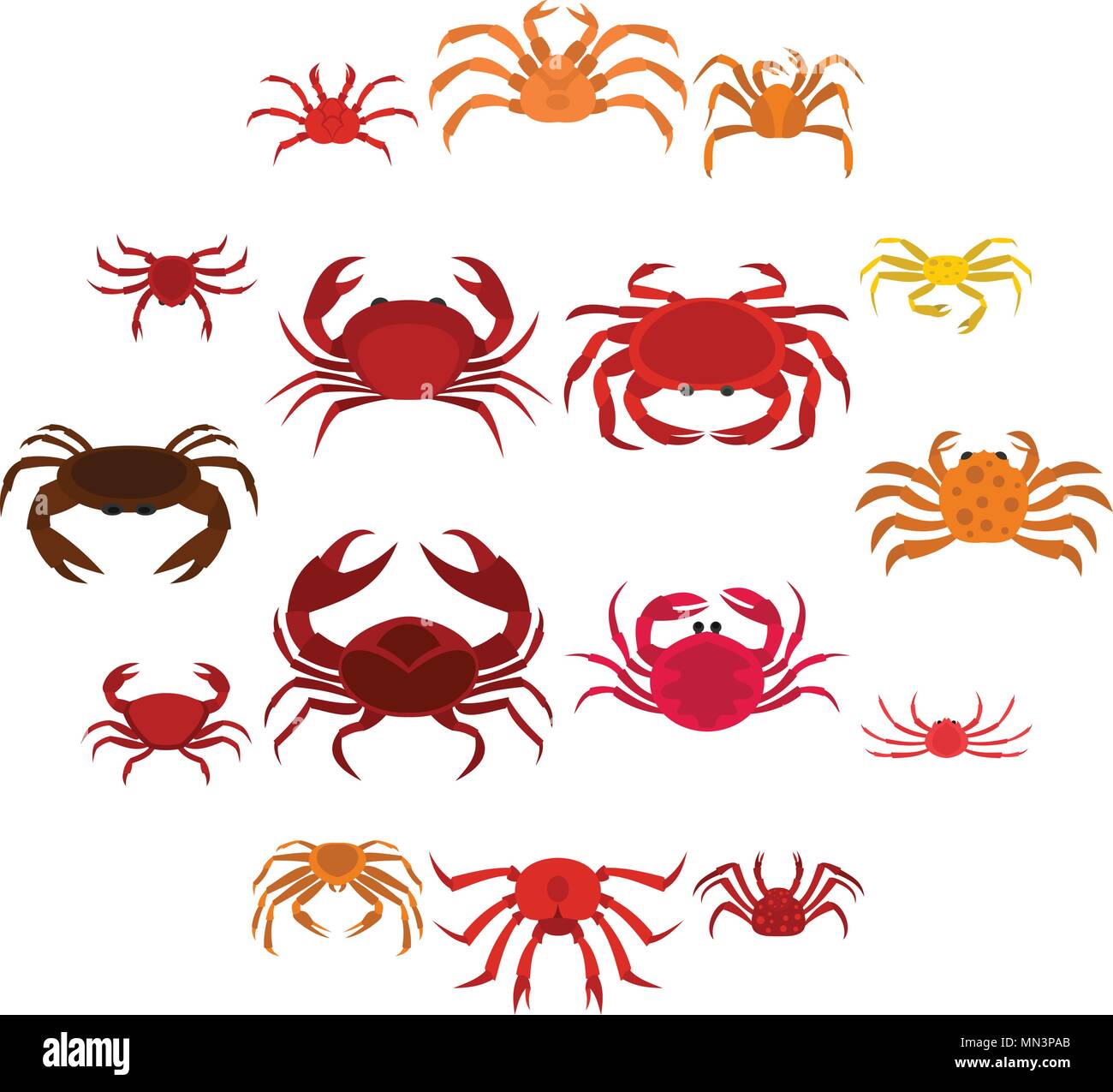 Various crab icons set in flat style Stock Vector Image & Art - Alamy
