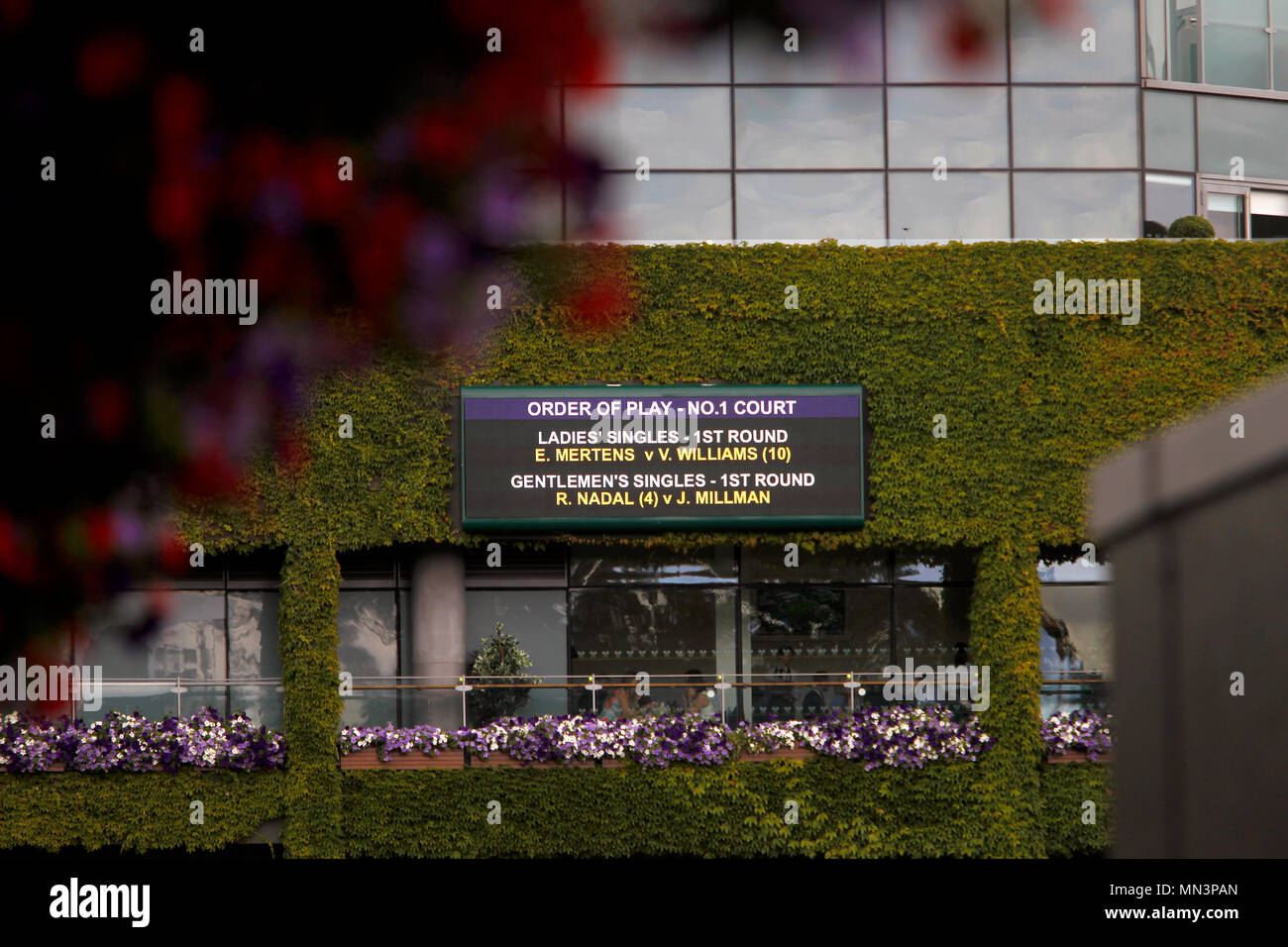 London, 3 July, 2017 - Wimbledon:  Exterior view of Centre Court at the All England Club on the opening day of Wimbledon Stock Photo