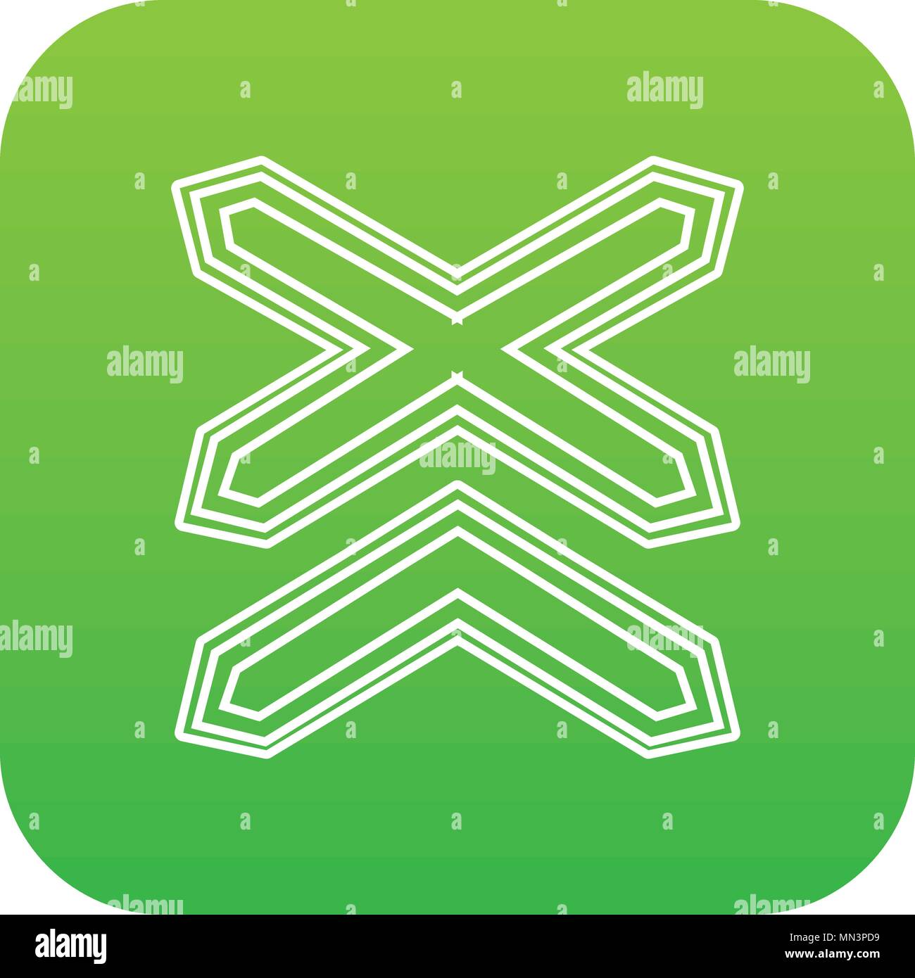 Two non barrier railways icon green vector Stock Vector