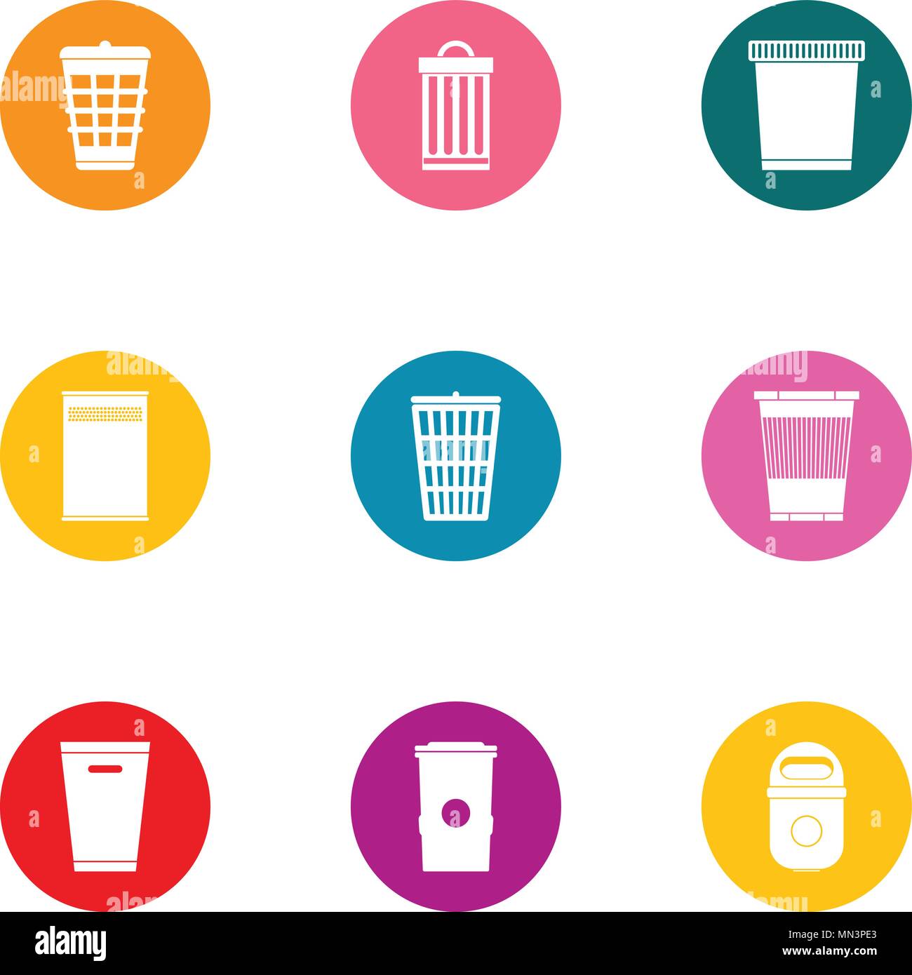 Trash bin icons set, flat style Stock Vector Image & Art - Alamy
