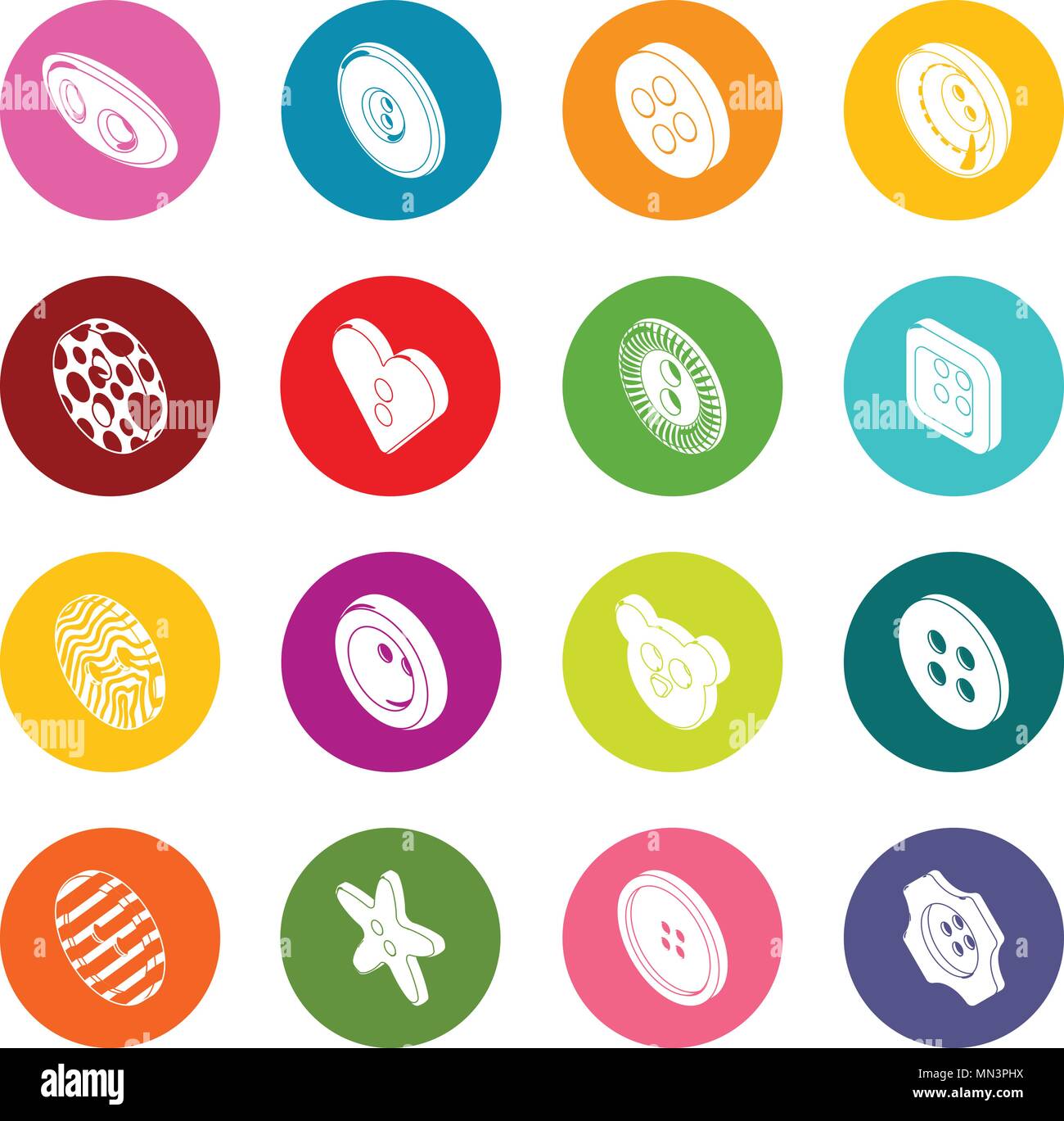 Clothes button icons set colorful circles vector Stock Vector Image ...