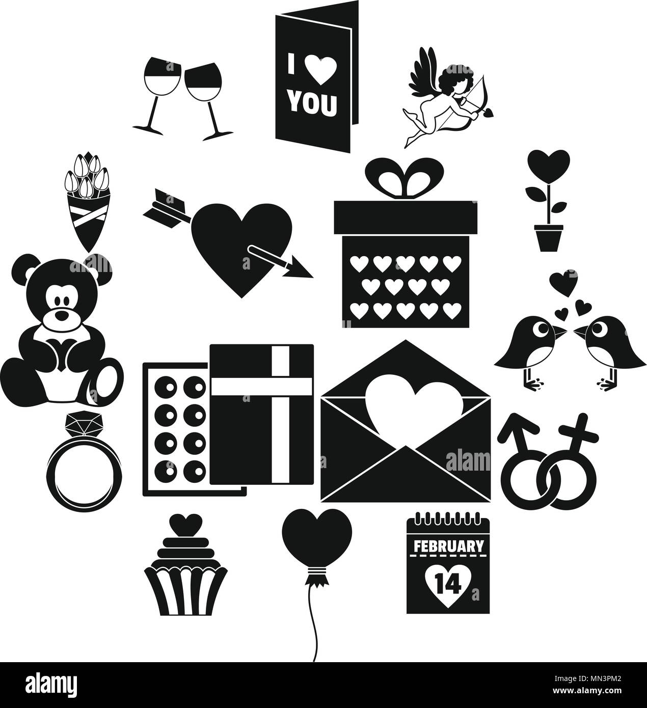 Saint Valentine icons set, simple style Stock Vector Image & Art - Alamy