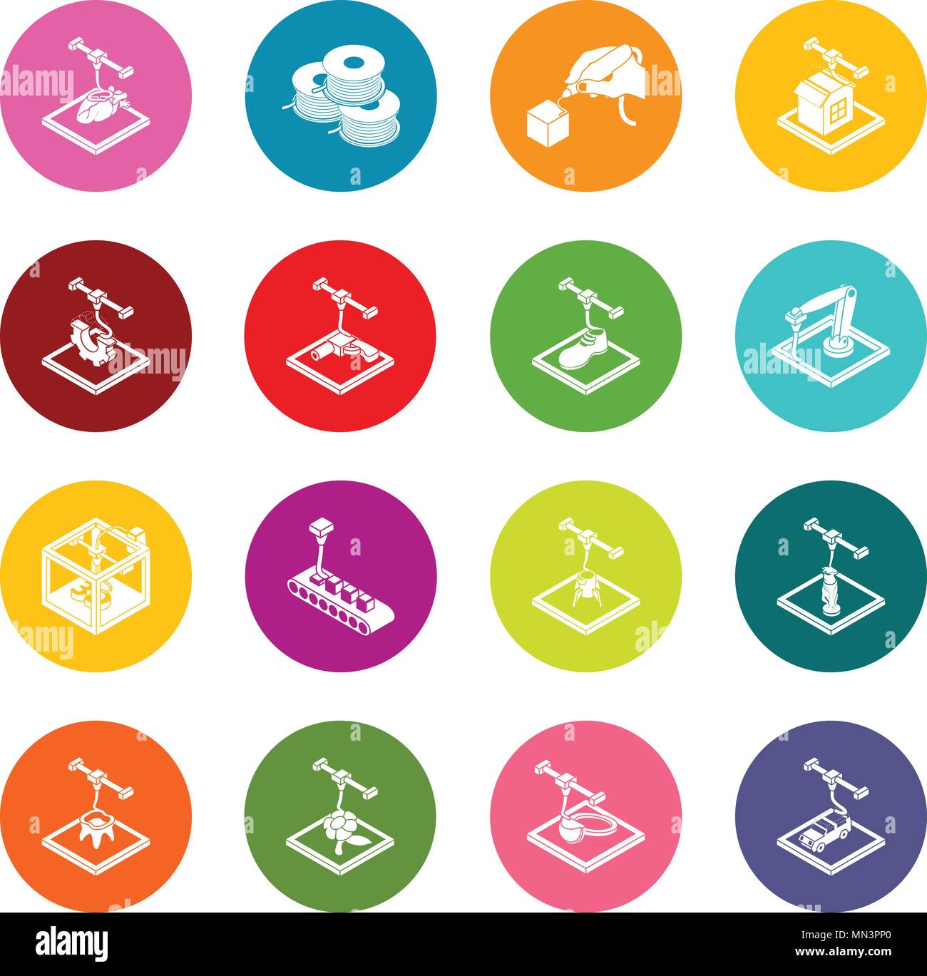 3d printing icons set colorful circles vector Stock Vector Image & Art ...