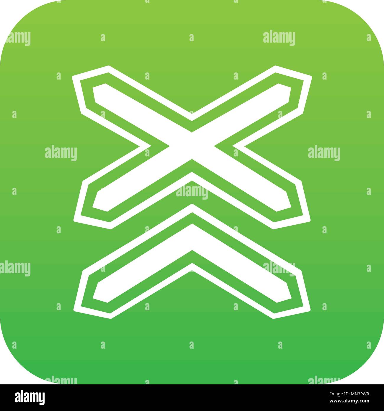 Two line non barrier railways icon green vector Stock Vector