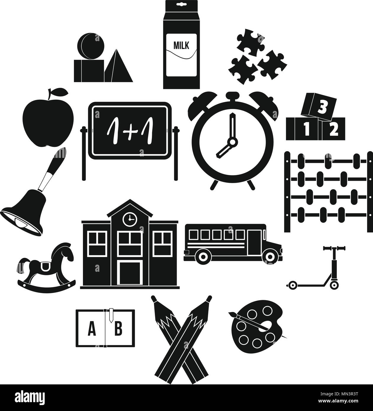 Kindergarten symbol icons set, simple style Stock Vector Image & Art