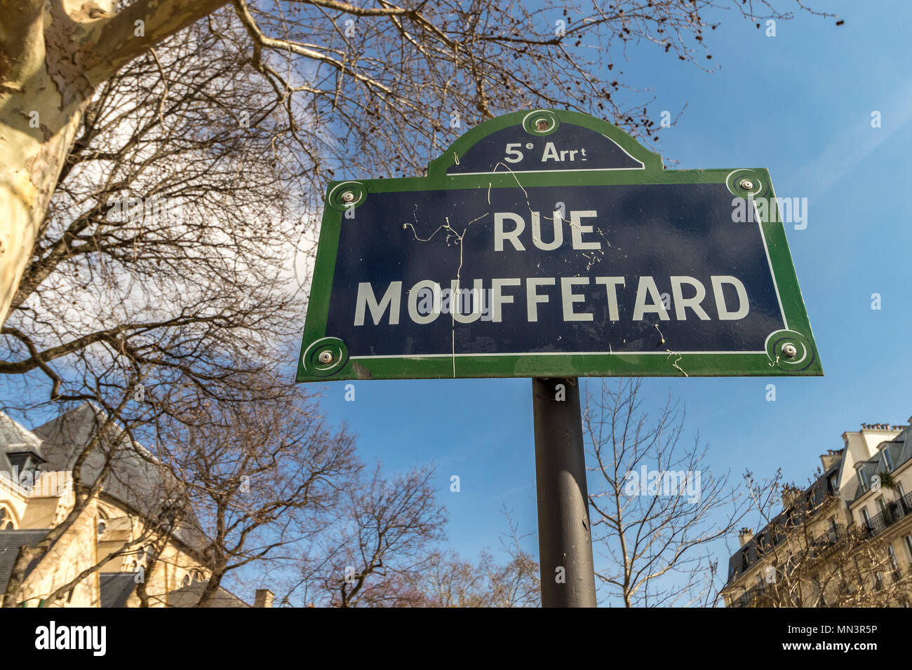 Rue Mouffetard street sign , Paris, France Stock Photo
