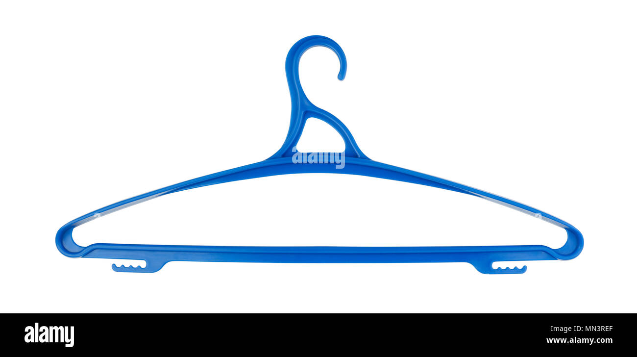 Plastic coat hangers for clothes isolated on white background Stock Photo