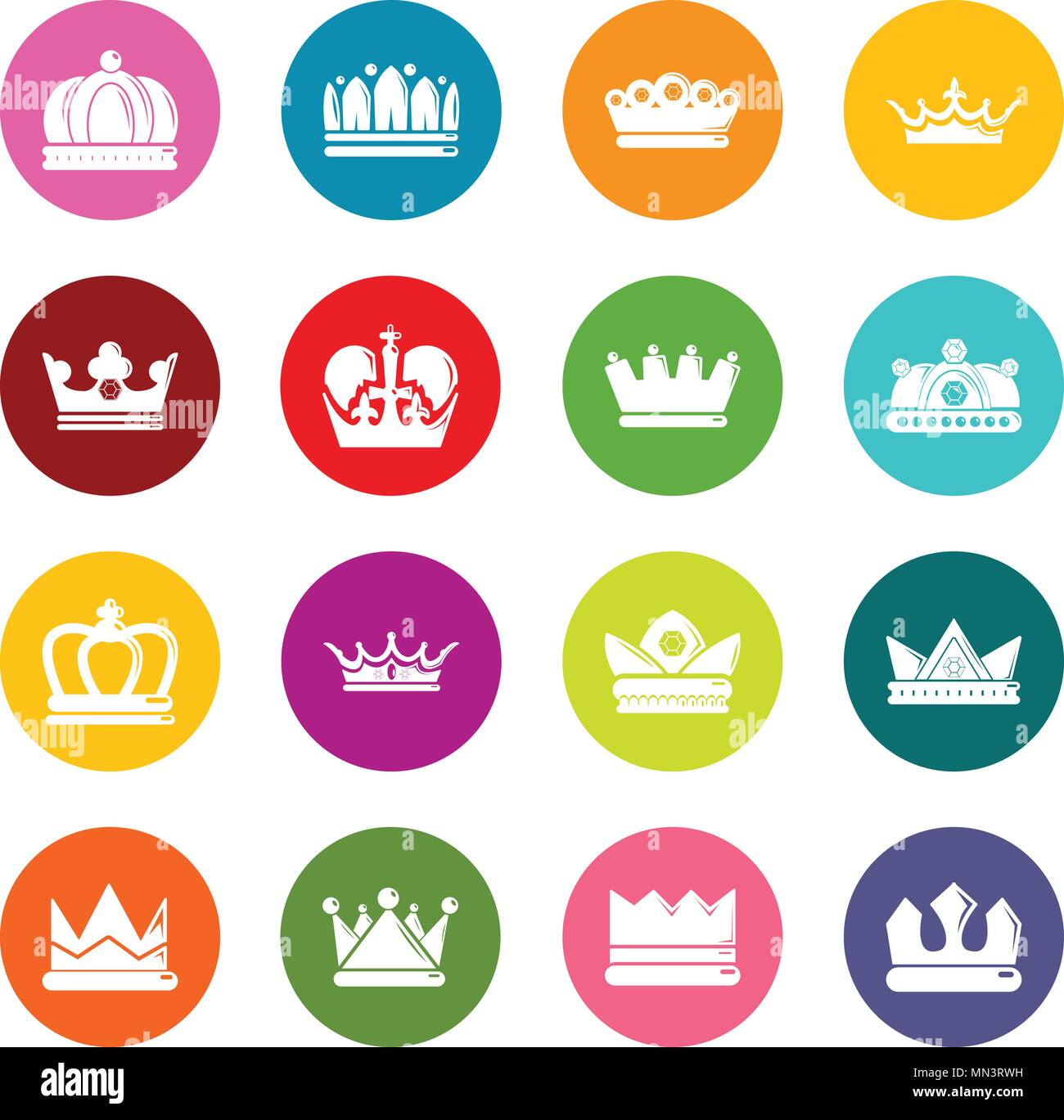 Crown gold icons set colorful circles vector Stock Vector Image & Art ...