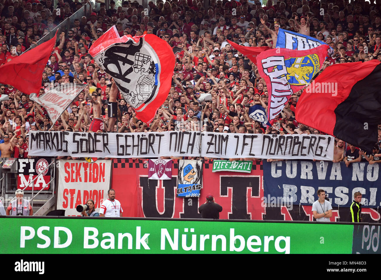 Anti Markus Soeder Banner In The Nuernberger Fanlock Fans
