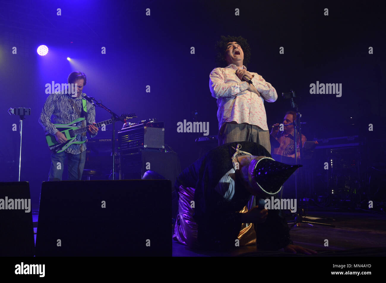 Naples, Italy. 14th May, 2018. The Italian comic rock band Elio e Le Storie Tese performing on stage at Casa della Musica in Naples, Italy for their last tour called “Tour d’Addio”. Credit: Mariano Montella/Alamy Live News Stock Photo