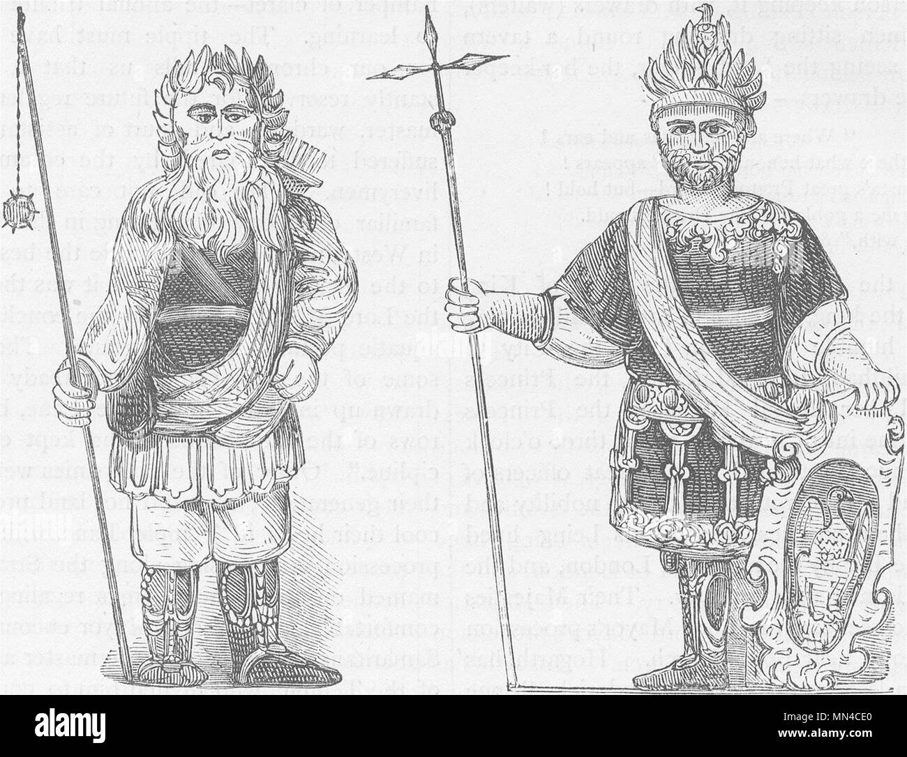 CHEAPSIDE. Figures of Gog and Magog set up in Guildhall after the fire c1880 Stock Photo