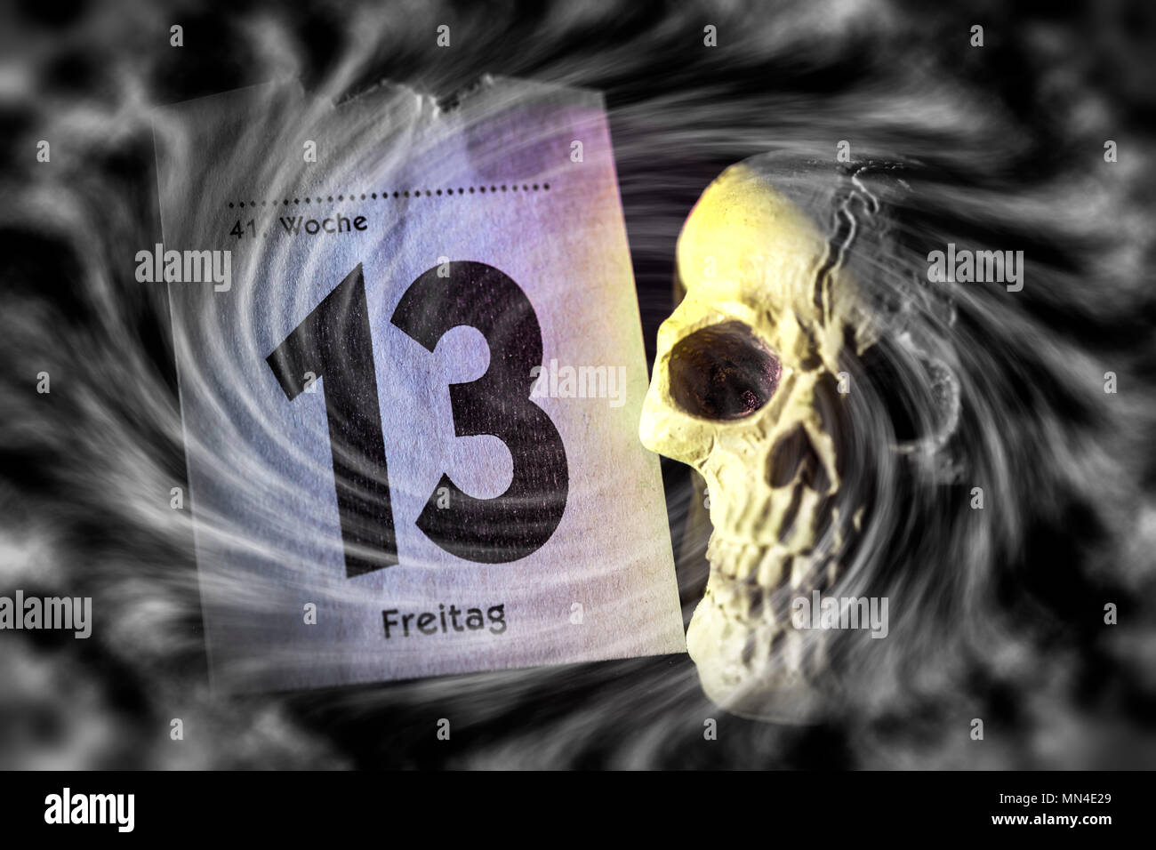 Calendar Sheet Friday The 13th And Skull Kalenderblatt Freitag Der 13 Und Totenkopf Stock Photo Alamy
