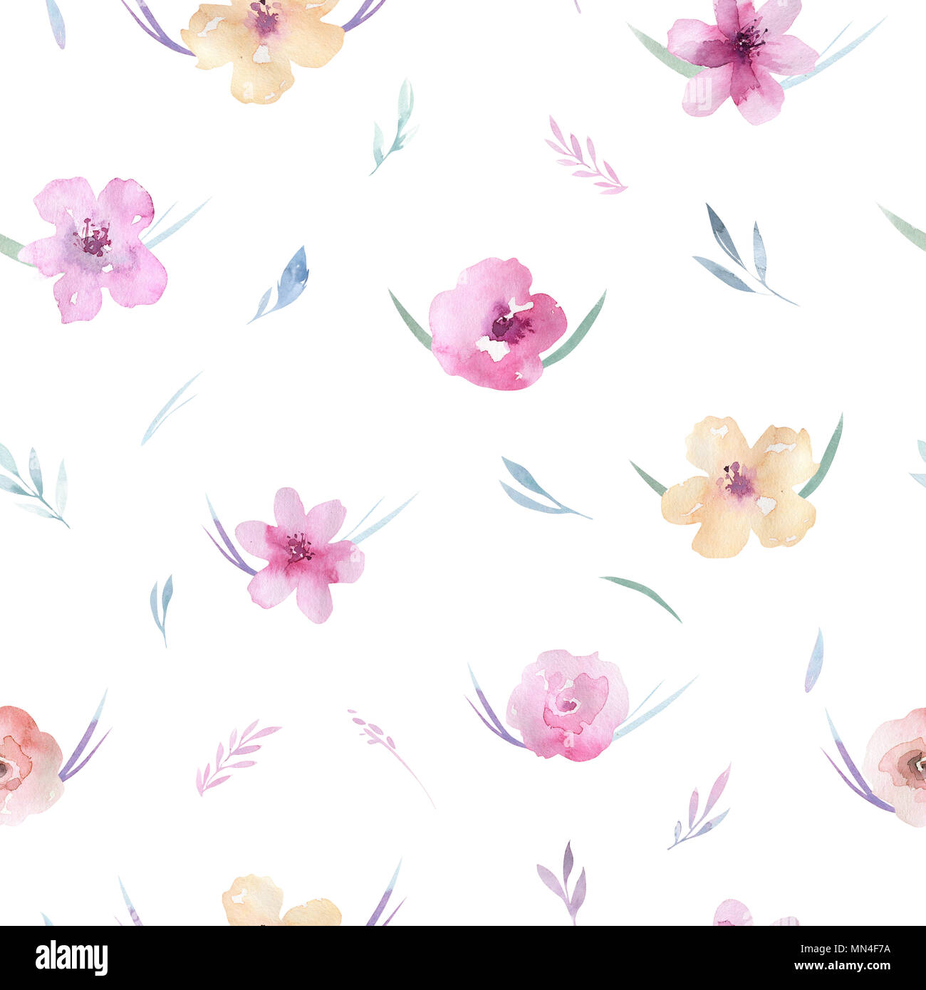 Watercolor Floral Pattern Seamless Pattern With Purple Gold And