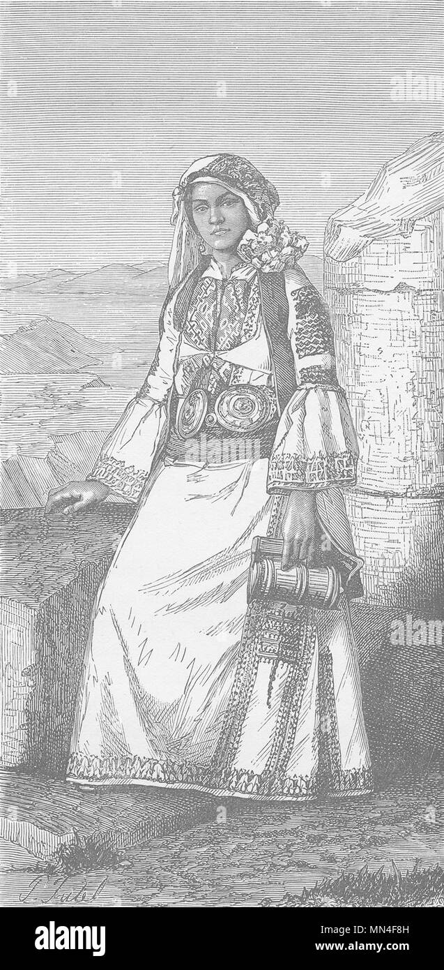 GREECE. Greek woman of HagiosVasilios (Arcadia) 1894 old antique print