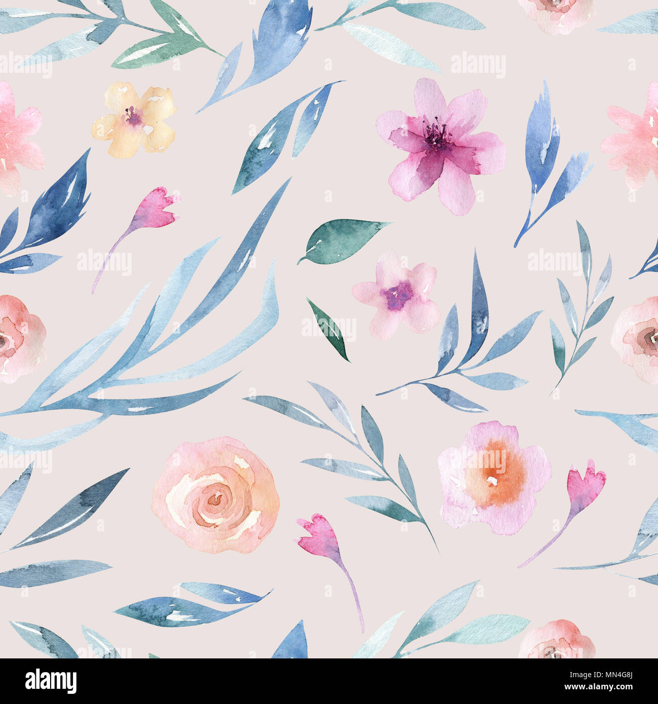 Download Watercolor Floral Pattern Seamless Pattern With Purple Gold And Pink Bouquet On White Background Flowers Roses Peonies And Leaves Stock Photo Alamy