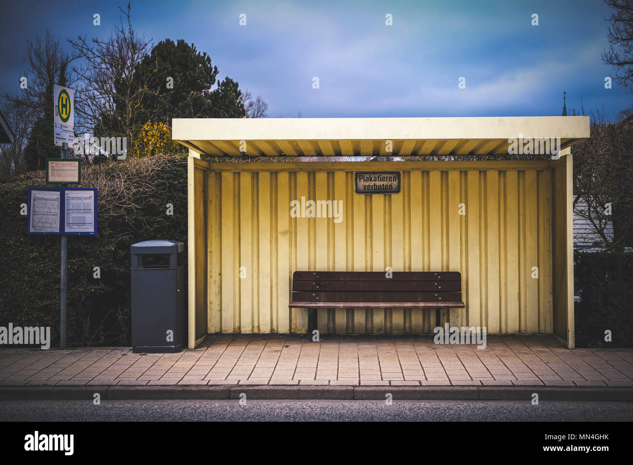 Bus stop in Scharbeutz, Schleswig-Holstein, Germany, Europe, Bushaltestelle in Scharbeutz, Deutschland, Europa Stock Photo