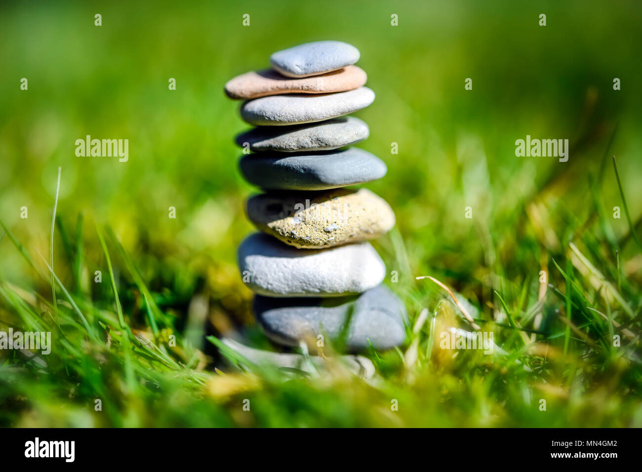 Stacked stones, tranquility, serenity, balance, Gestapelte Steine, Ruhe, Gelassenheit, Ausgeglichenheit Stock Photo