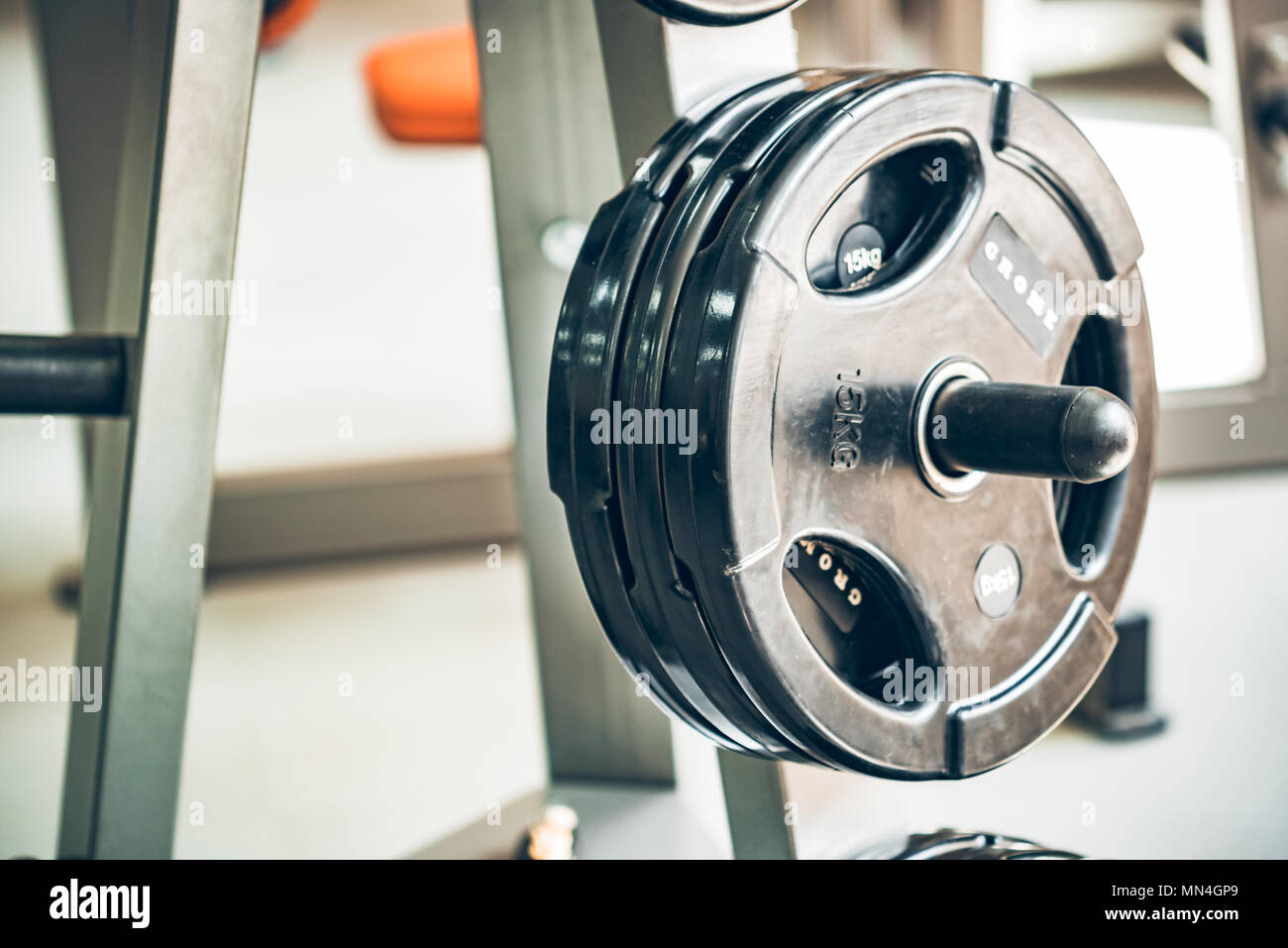 Fitness dumbbell and barbell weight plates Stock Photo Alamy