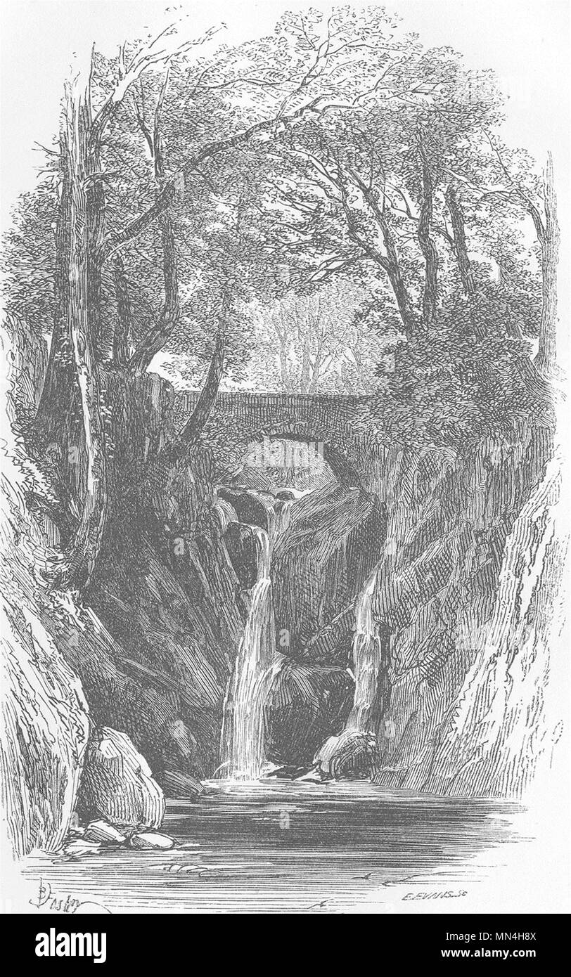 CUMBS. Lower fall-Rydal 1874 old antique vintage print picture Stock Photo
