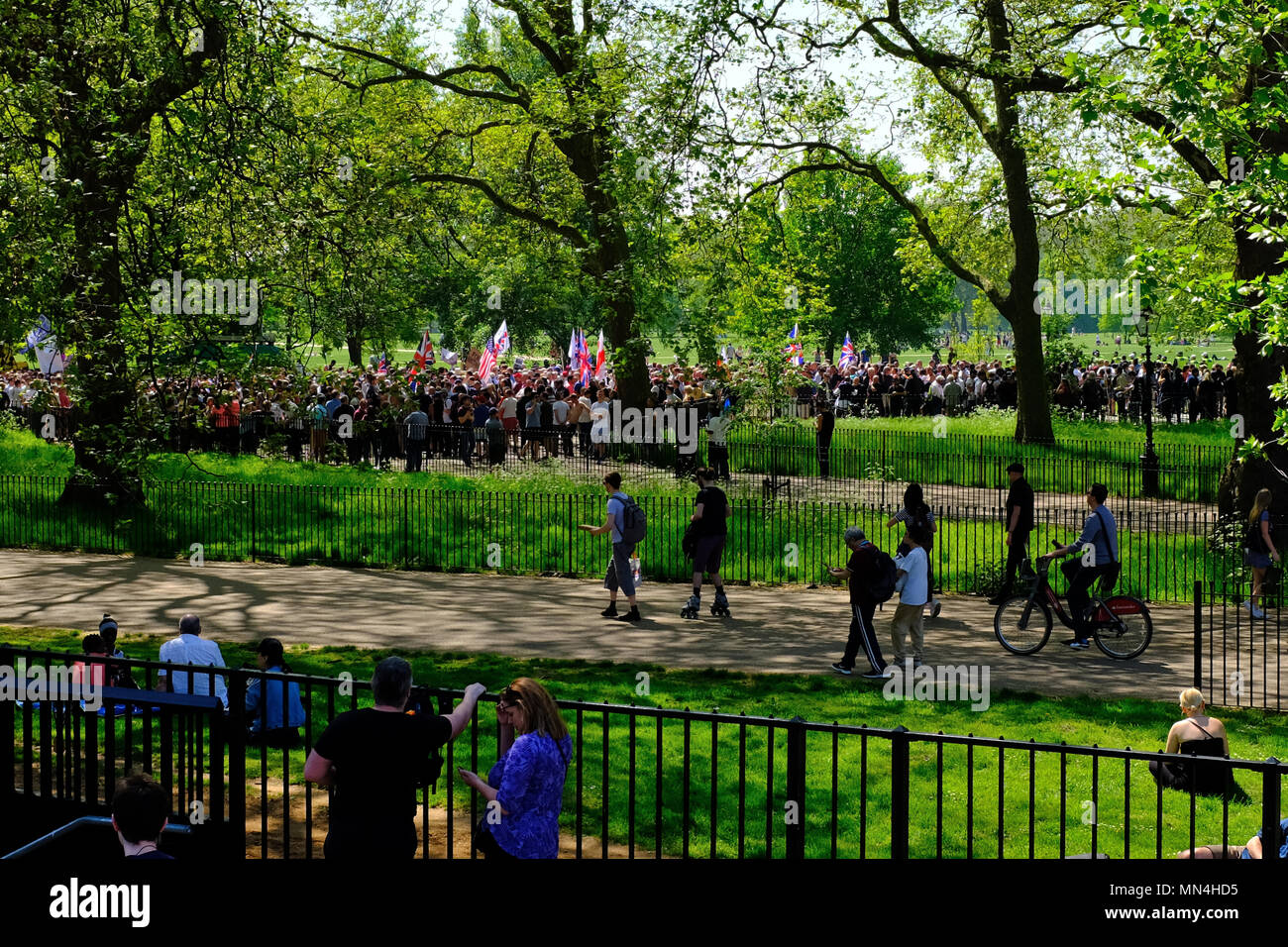 Protesters beginning a march at Hyde Park London Stock Photo