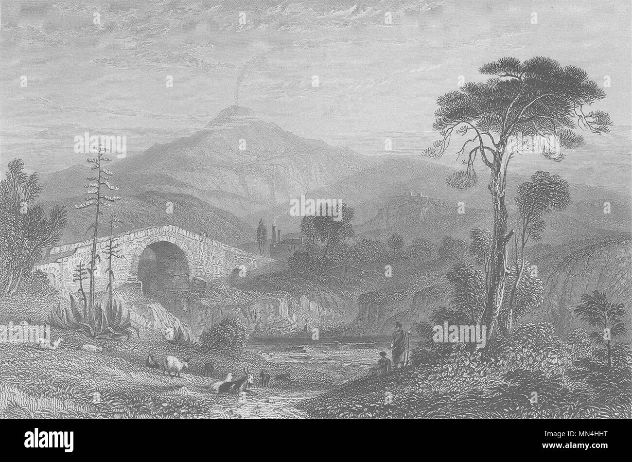 ITALY. Mount Etna ; Finden 1833 old antique vintage print picture Stock Photo