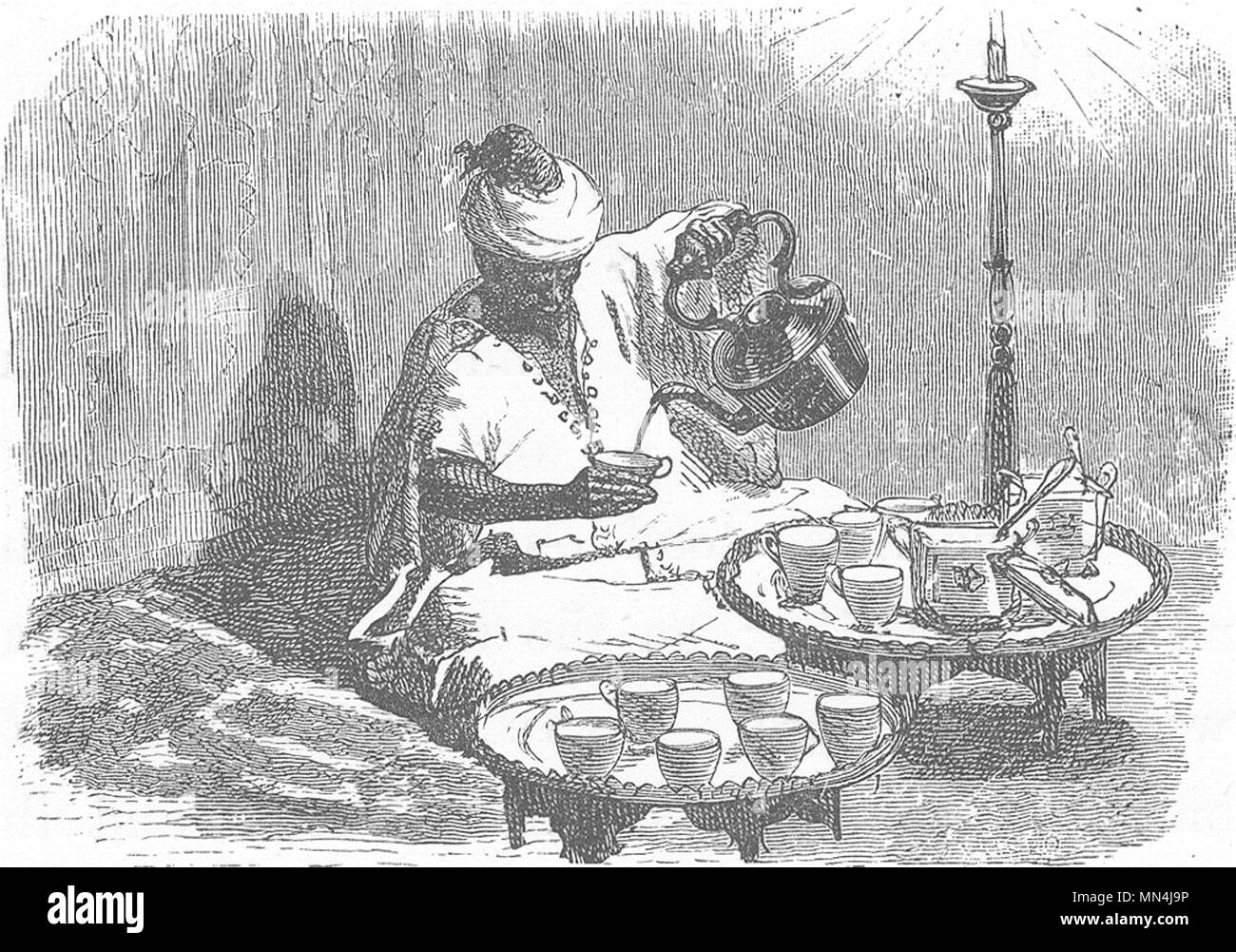 MOROCCO. Tea at the house of Mahomet 1882 old antique vintage print