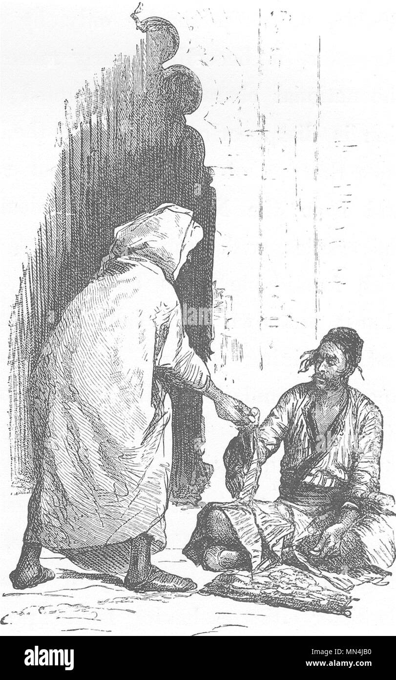 MOROCCO. Jewish moneychanger, Tangier 1882 old antique vintage print