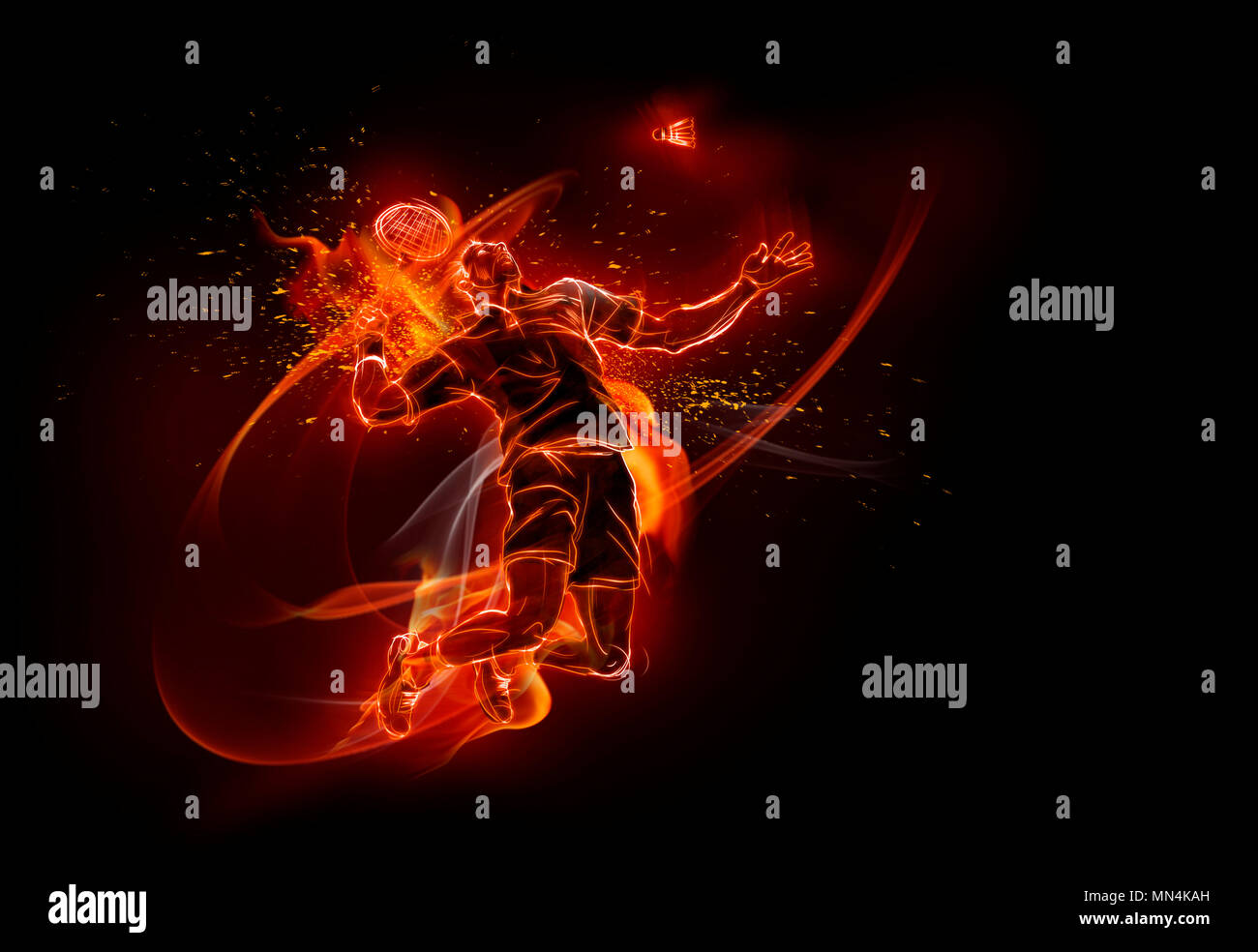 Computer generated image of male badminton player Stock Photo