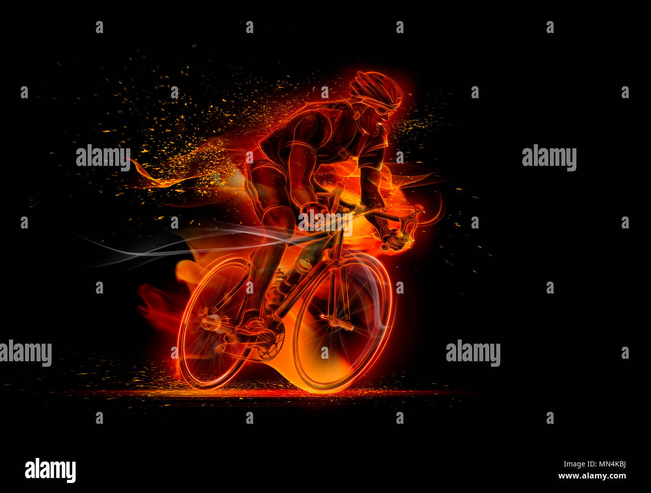 Computer generated image of male cyclist cycling Stock Photo