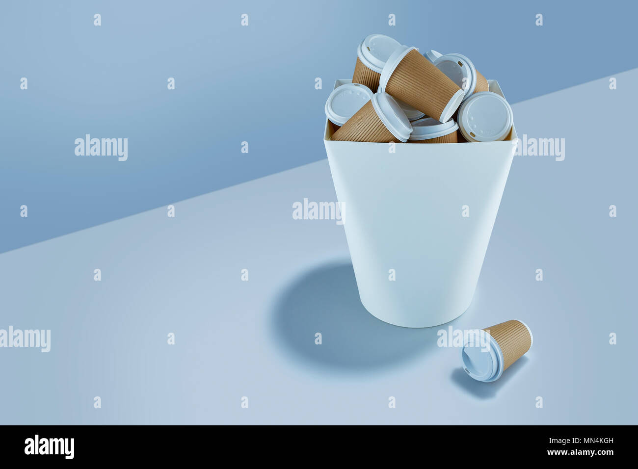 Recyclable coffee cups stacked in garbage can Stock Photo Alamy