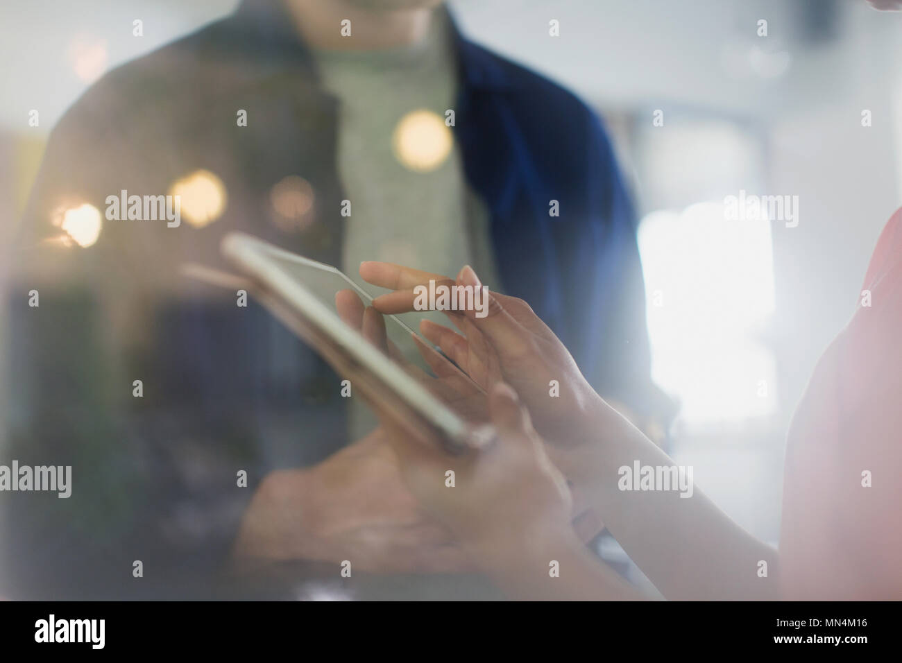 Close up businesswoman using digital tablet Stock Photo