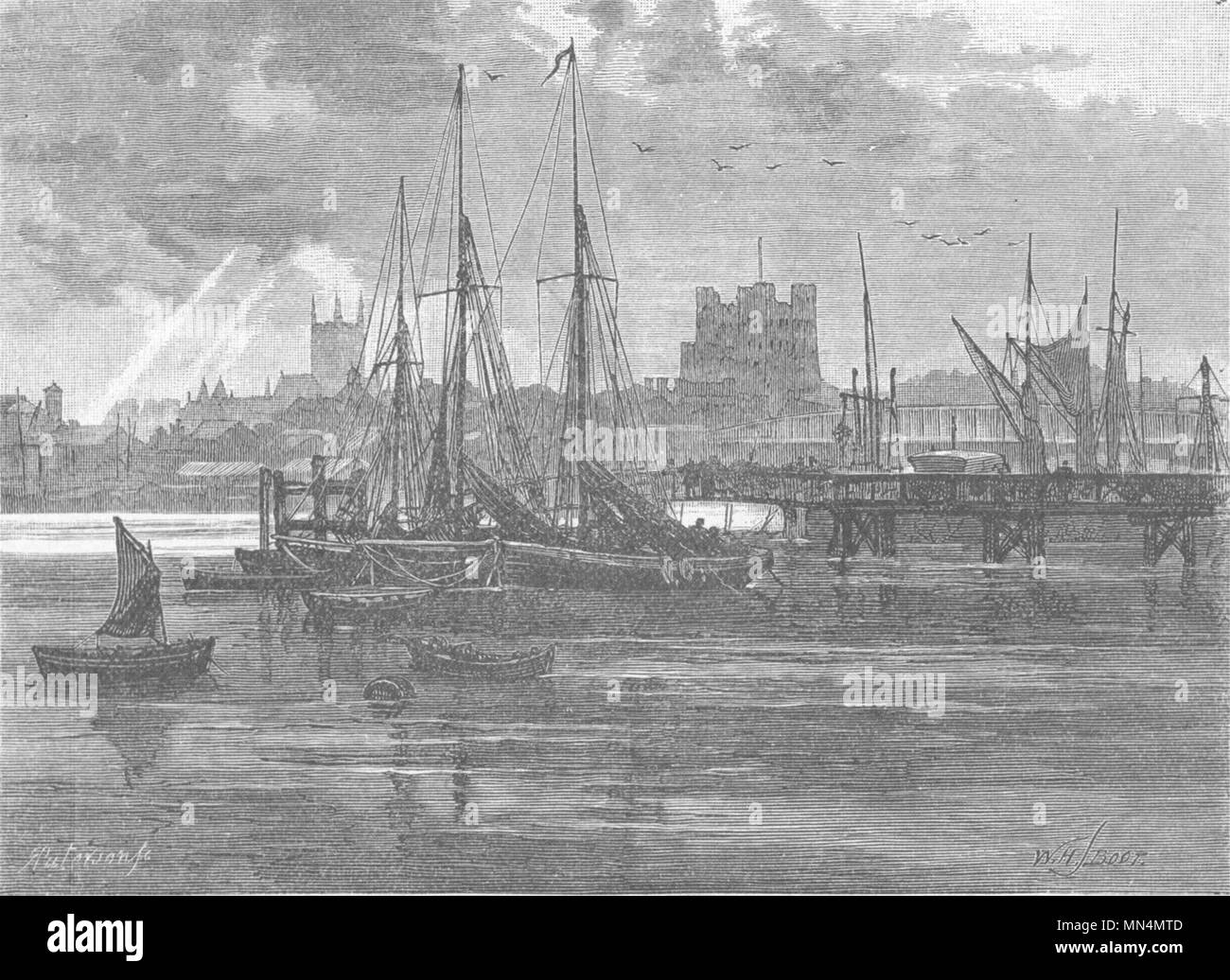 KENT. Rochester, Medway 1898 old antique vintage print picture Stock Photo