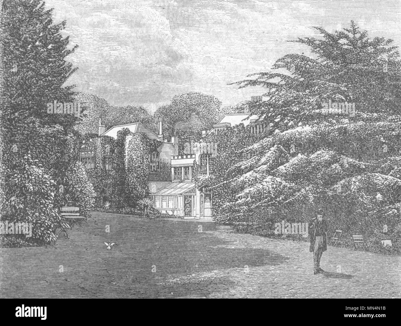ISLE OF WIGHT. Lord Tennyson's House(1885) 1898 old antique print picture Stock Photo