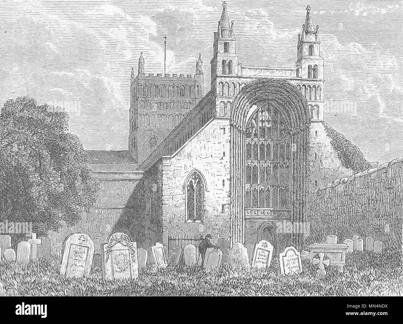 GLOS. Tewkesbury Abbey 1898 old antique vintage print picture Stock Photo