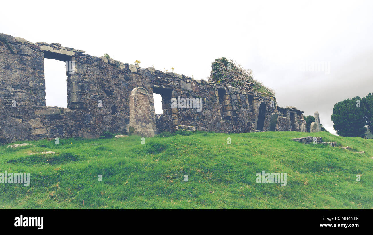 Ancient Church of Cill Chriosd at the Isle of Skye in Scotland Stock Photo