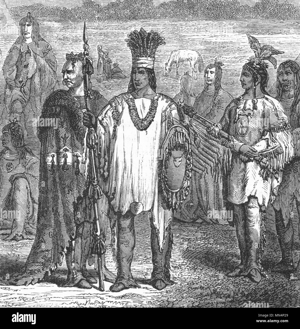 USA. Creek Indians, in days c1880 old antique vintage print picture Stock Photo