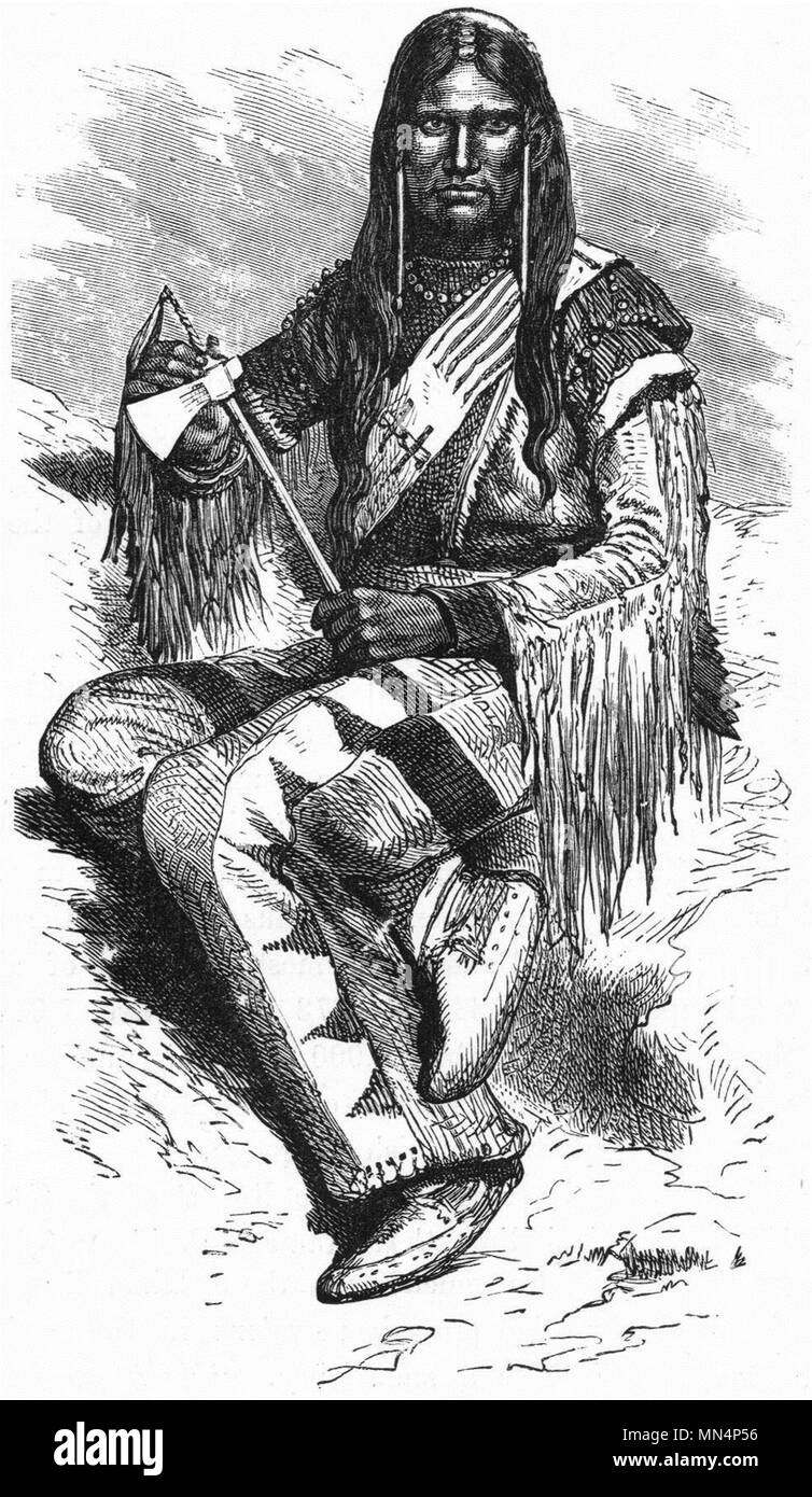 USA. Warrior of Serpent Indians(Ute Tribe) c1880 old antique print picture Stock Photo