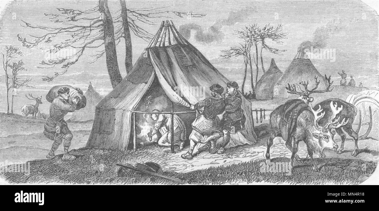 RUSSIA. Amoor. Tungus Camp 1870 old antique vintage print picture Stock Photo