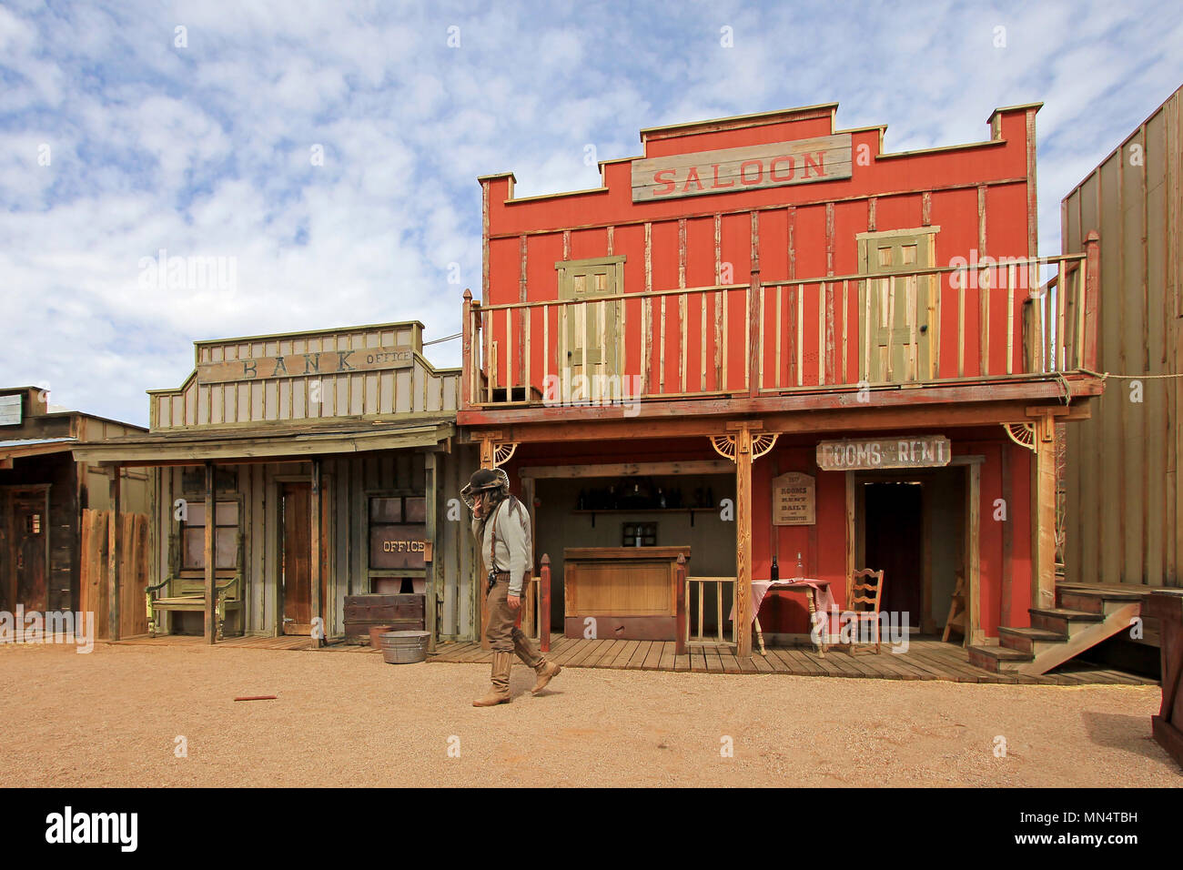 Western houses on the stage of the O.K. Corral gunfight in Tombstone, Arizona Stock Photo