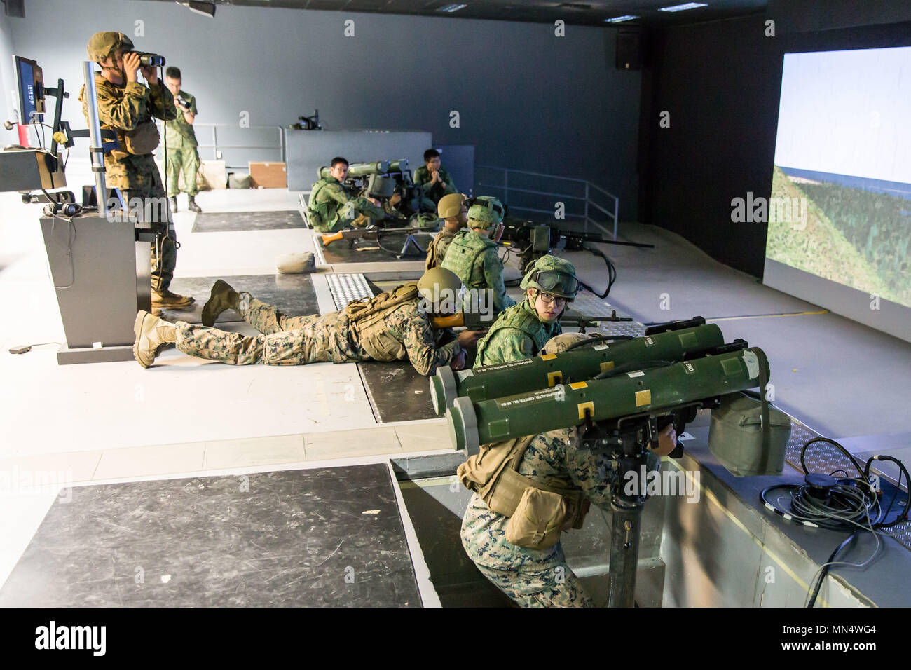 U S Marines Test Their Decision Making Skills With Various Singapore Armed Forces Weapon Systems During A U S Marines Test Their Decision Making Skills With Various Singapore Armed Forces Weapon Systems During A
