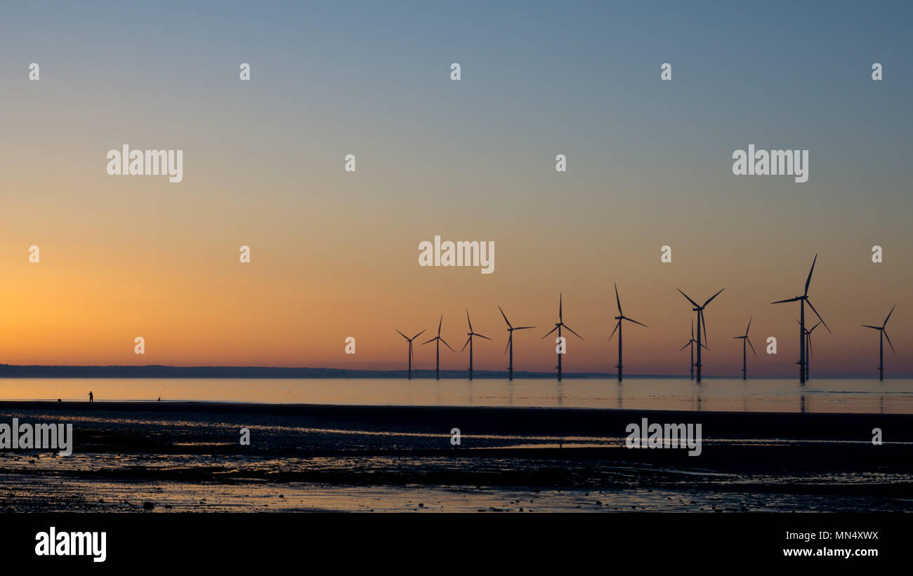 Redcar beach sunset. Stock Photo