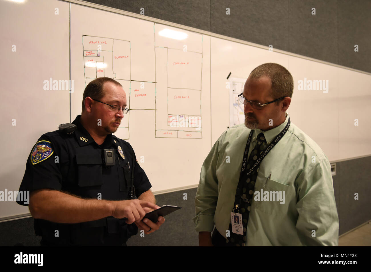 Guernsey Police Chief Dwight McGuire and Guernsey/Sunrise School