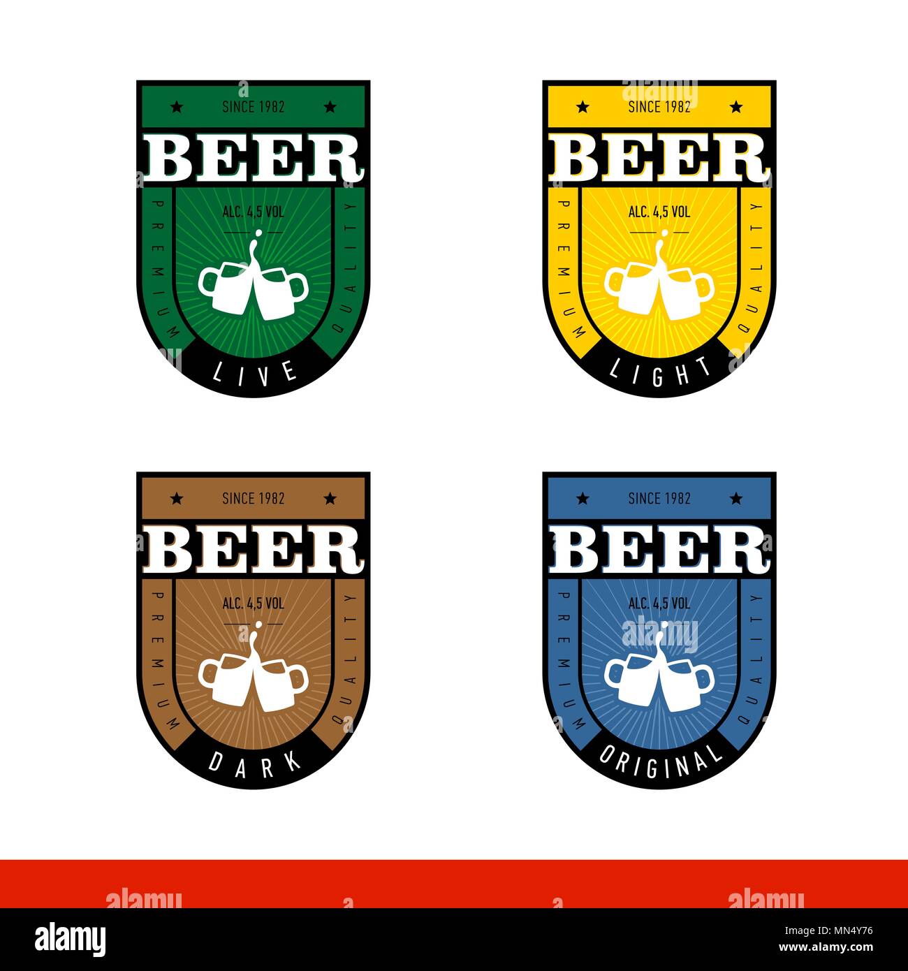beer labels for dark, light, lively, original beer. vector set Stock