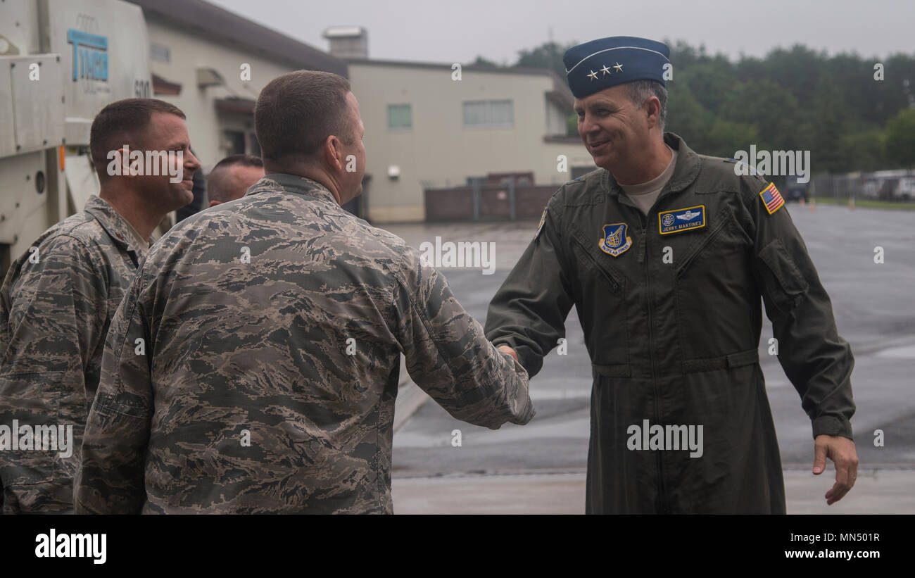U.S. Air Force Lt. Gen. Jerry P. Martinez, right, the U.S. Forces Japan
