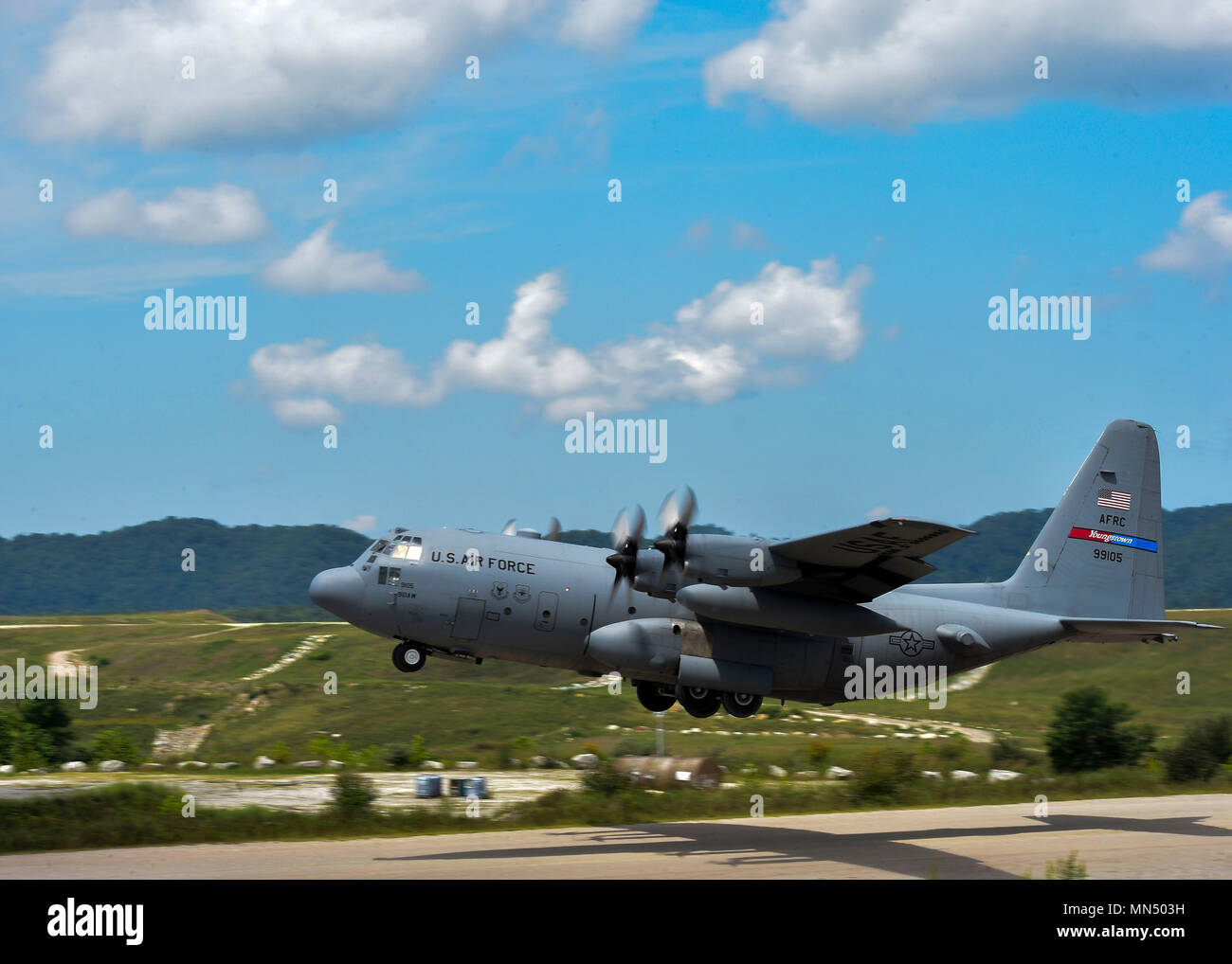 CAMP BRANCH, Virginia—A C130H Hercules aircraft from Youngstown Air