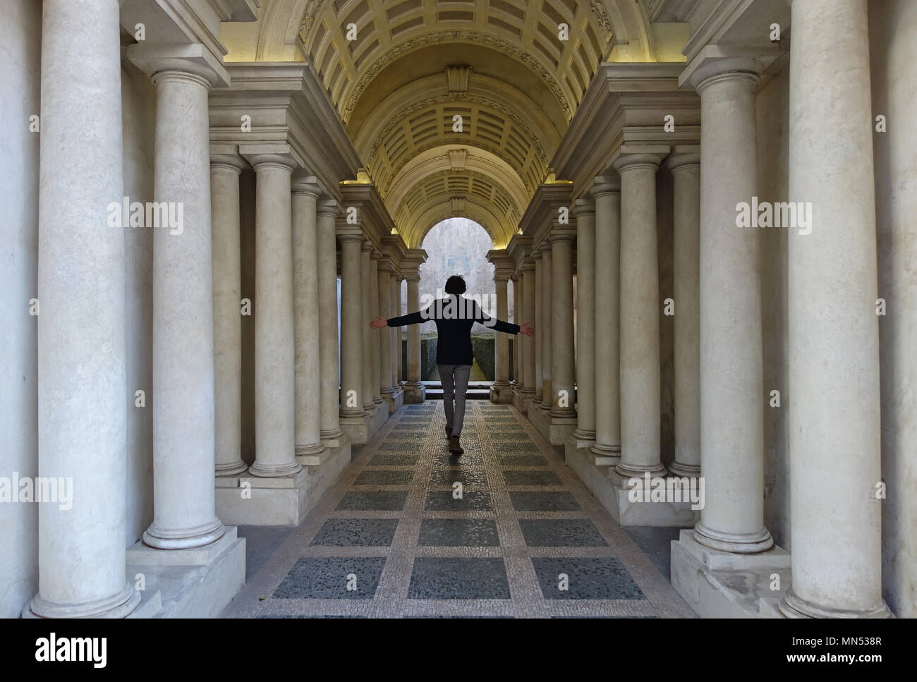 ROME, ITALY - 1 APRIL 2018: Palazzo Spada's Corridor demonstrates the ...
