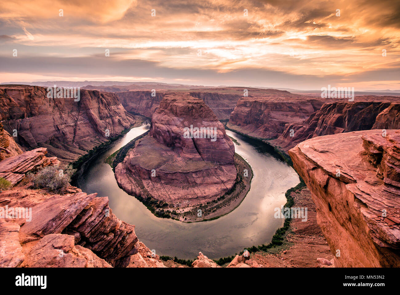 Sunset at Horseshoe Bend Grand Canyon with Colorado River Located