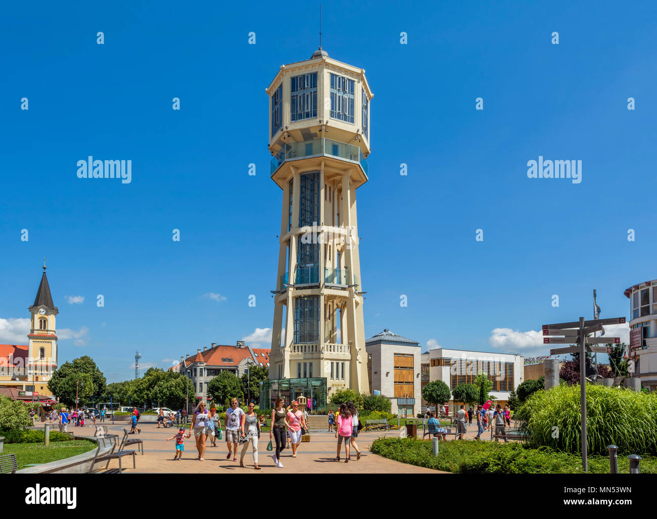 Siófok city is one of most popular holiday destinations.Hungarians often call the town as the capital of Balaton.Old wooden water tower on city center Stock Photo